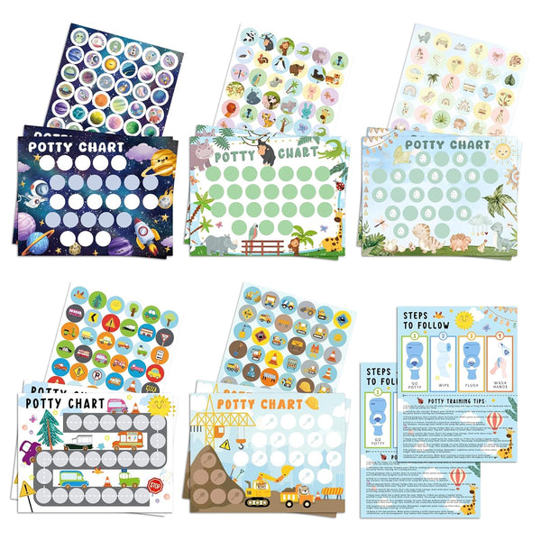 underbartliv Potty Training Chart for Boys, 17 PCS Potty Training Sticker Chart Set,