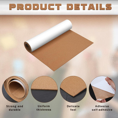 Geetery 24 x 100 Inches Self Adhesive Cork Roll with Adhesive Backing for Bulletin Board and DIY Craft