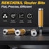 4Pcs Set, 1/4 Inch 1/2" 3/4", 1", 1-1/4", 1-1/2" Top and Bottom Bearing Flush Trim Router Bits Shank, Cutting Diameter