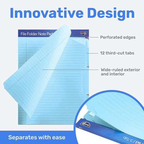 Find It File Folder Notepad - Pack of 12, 9.5 x 12.5 Inch Notebook Organizer Folders for Filing, Document, Clipboard