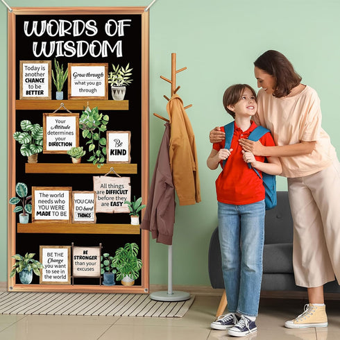 Summer School Classroom Door Decor Plant Motivational Bookshelf Door Cover Words of Wisdom Door Banner Inspirational