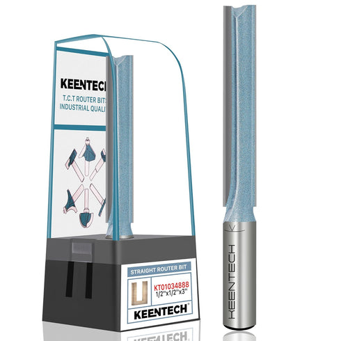 KEENTECH Carbide Tipped Extra Long Straight Router Bit for Woodworking, 1/2" Shank,