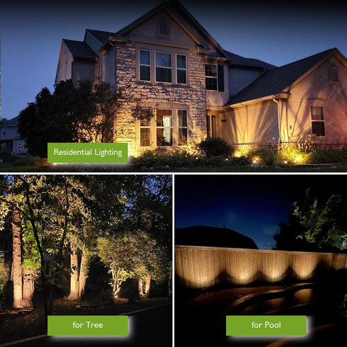 10W 12/24V 2700K IP65 4 Pack Low Voltage Landscape Lights, Warm White Landscape Lighting, Waterproof Outdoor LED