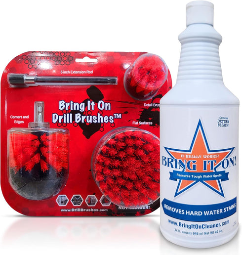 Bring It On Cleaner Drill Brush Attachment Set Three Brushes| Power Scrubber