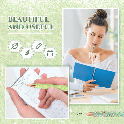 Sherr 7 Pcs Fancy Pens for Women, Cute Sparkly Glitter Pens, 10 Pcs Black Ink Refills, Journaling Gifts