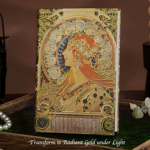 Exclusive Personal Journal for Women, Gilded Hardcover Notebook, 256 Full Color Pages, 5x7 Small Fancy Diary, Alphonse