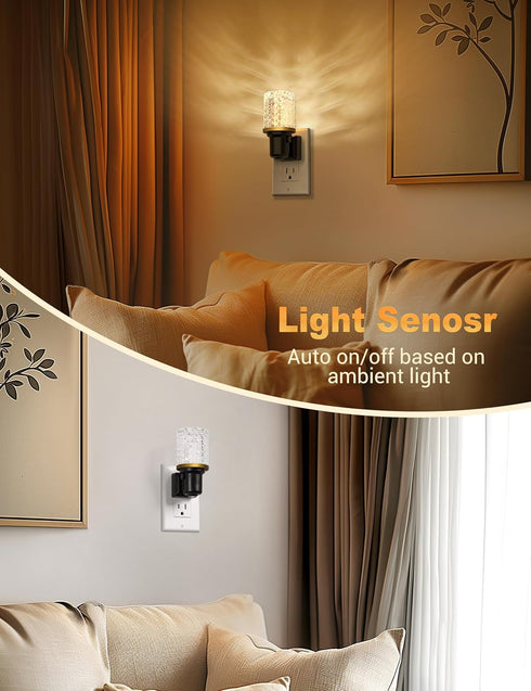 Dimmable 3000K 0-100LM JandCase LED Night Light, Night Lights Plug into Wall, Modern Nightlight with Auto On Off Light