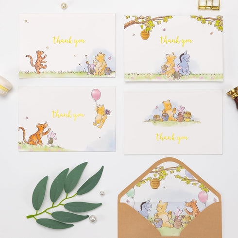 50 Pack Crisky Cute Bear Thank You Cards Blank Inside with Envelopes and Stickers for Birthdays, Baby Showers