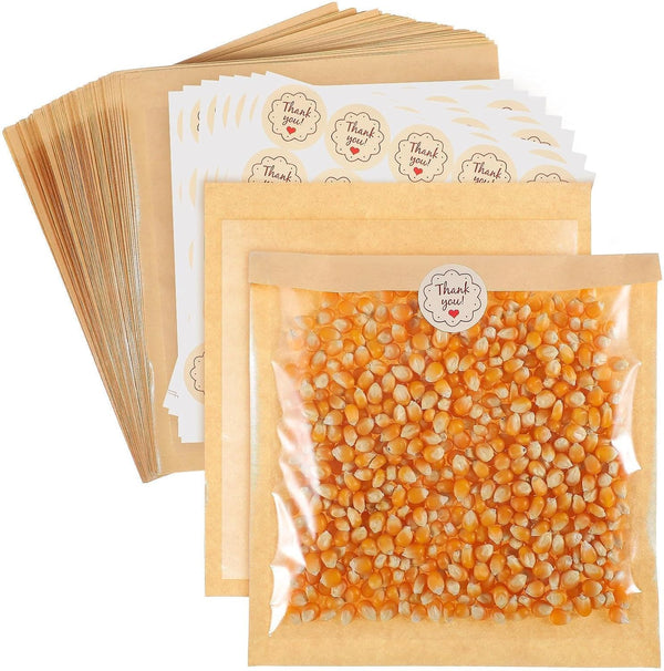 200 Pcs Small Bread Bags with Front Window, Food Safe Kraft Paper