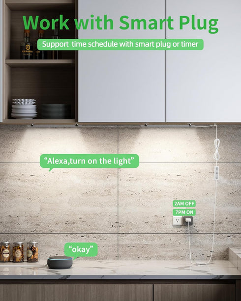 Dimmable Counter 2pcs 12 Inch, 4500K Closet Plug-in Under Cabinet Lighting, Under Lights for Kitchen, Natural White