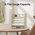 Supeasy 5 Trays Paper Organizer, Mesh Desk File Organizer with Handle for Office, Home, or School (Gold Yellow)