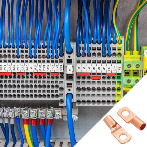 Weewooday Copper Battery Cable Ends 12 Sizes Battery Terminal Connectors Copper Lug Ring Terminal for AWG4-12