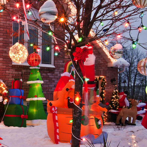 25Ft Lights,C9 26 Bulbs (1 Multicolor Christmas Christmas Lights Outdoor with Clear Glass Colorful Spare), Hanging
