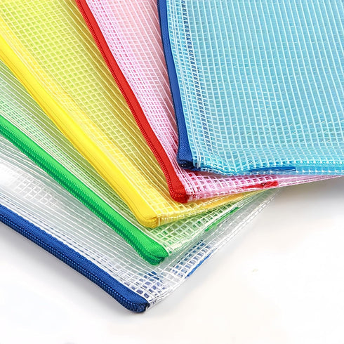 B5 Plastic Wallets Zip Lock Bags, Mesh Document Wallet for School, Office, Travel Storage - Green