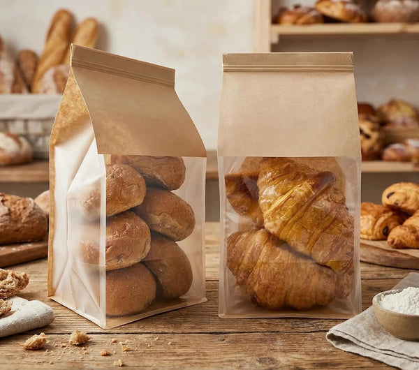 20 PCS Bakery Bags with Window - 5.1x4.3x11 Inch Large Bread Bags