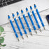 PASISIBICK 12 Pieces Blue Ballpoint Pen with Stylus Tip, 2 in 1 Stylish Metal Pen for Touch Screens, Black Ink (Light