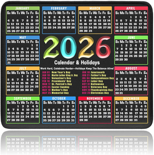 Livtoch 2026 Calendar Mouse Pad - 11.8"x9.8" Small Desk Mat Portable Computer Mousepad
