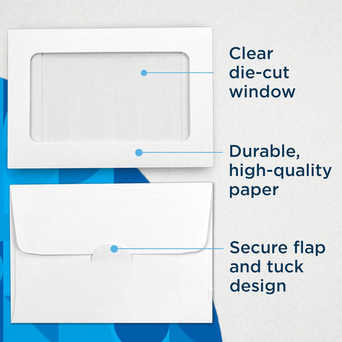 Guardian Gift Card Envelopes with Clear Window | Pack of 100 Blank Small Envelopes for Gift Cards, 2 ½ x 3 ? Inches,
