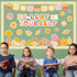 Fall Bulletin Board Decorations Set, Groovy Autumn Classroom Decor with Motivational Leaves Cutouts