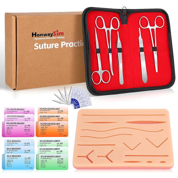 Suture Practice Kit: Complete Suture Kit with Needles, 20 Threads, 14 Pre-Cut