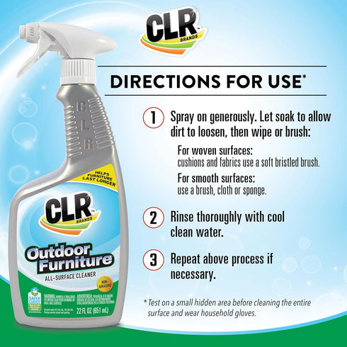 CLR Outdoor Furniture Cleaner, 26 oz - Cleans & Protects Fabric, Wood, Wicker, PVC, Plastic & More