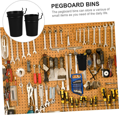 4pcs GLEAVI Pegboard Bins Hooks for Garage and Workbench Organization Tool Hangers for Screw and Wrench Storage Solid