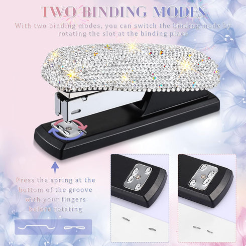 Bling Crystal Stapler - Sparkly Diamond Stapler for Desk, Handmade Clay Rhinestone Cute Office Stationery