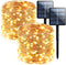 2-Pack 200 LED Solar Fairy Lights Outdoor, Upgraded Oversize Lamp Beads &