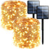2-Pack 200 LED Solar Fairy Lights Outdoor, Upgraded Oversize Lamp Beads &