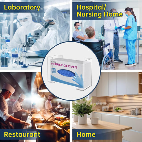(1-Tier) NiHome Clear Acrylic Wall Mount Glove Box Holder Tissue Box Dispenser for Kitchen, Bathroom, Garage, Lab