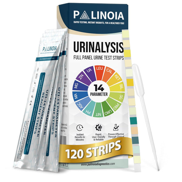 14-in-1 Full Panel Urine Test Strips for Urinalysis | 120 Strips in