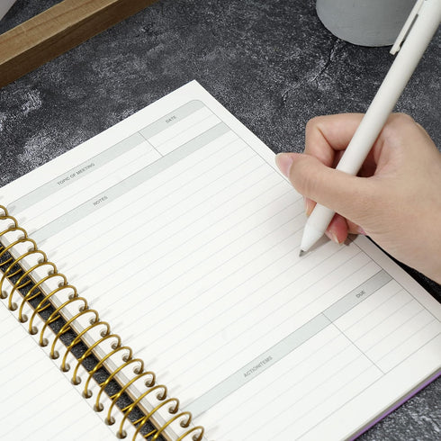 Meeting Notebook with Action Items, 120 Sheets A5 Work Notebook for Office Business Meeting Agenda for Men Women