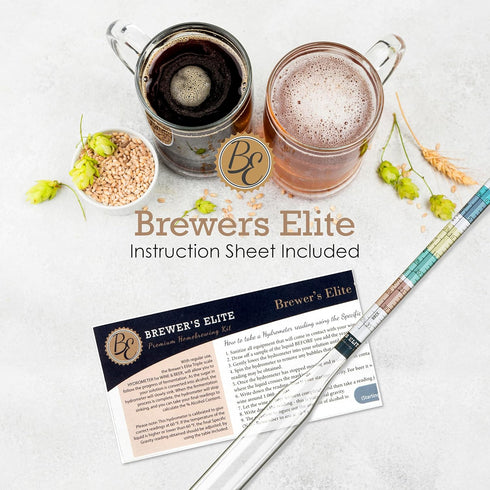 Brewer's Elite Hydrometer & Plastic Test Jar for Home Brew Beer, Wine, Mead, Kombucha