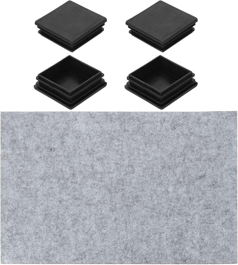 uxcell 4 Pcs Square Plastic Plugs with Furniture Felt Pad, 50mm/1.97" Tubing