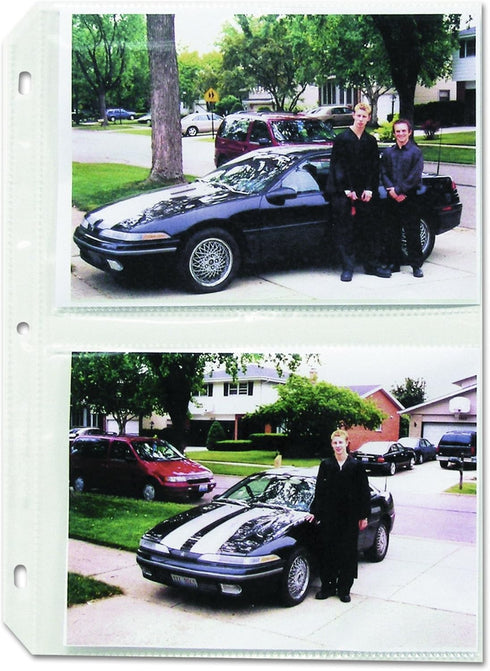 C-Line 50 Clear Photo Pages for Four 5 x 7 Photos, 3-Hole Punched, 11.25 x 8.13
