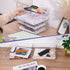 Tomorotec Desk Letter Tray Set, A4 Size Clear PET Stackable Document Organizer, Office Desktop File Paper Holder, Side