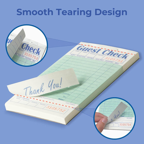 20 Pack (1000 FMP Brands Guest Check Books for Servers, Server Note Pads, Sheets), Green with Guest Receipt, Guest