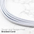 Cordinate 8 Ft Extension Cord - 3-Outlet Flat Plug Braided Safety Slide 125V Long Extension Cord, White