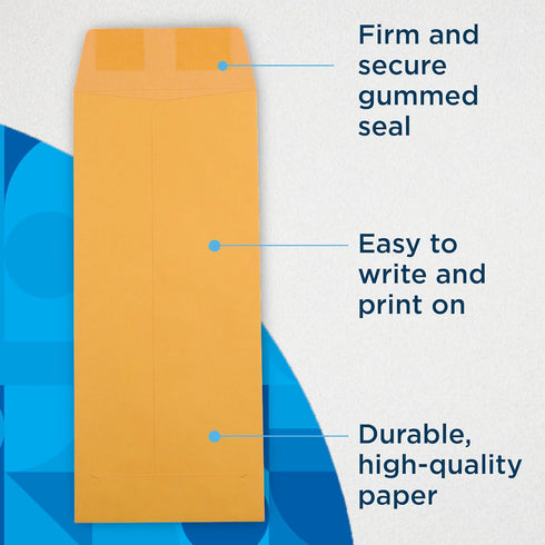 Guardian #10 Paper Shipping Policy Envelopes, Pack of 500 Blank Envelopes for Documents, 4 ? x 9 ½ Inches, Brown