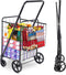 Foldable Shopping Utility Cart Compact Portable Grocery Cart w Whees Double Baskets,