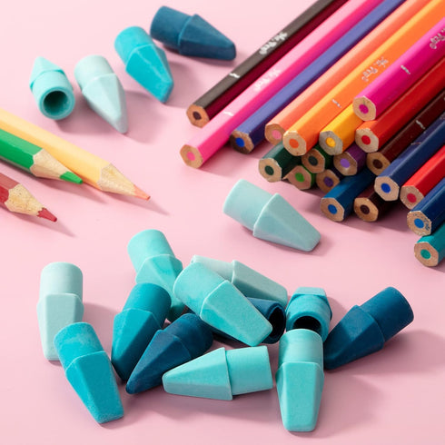 Mr. Pen Pencil Erasers Toppers - 120 Pack Blue Shades for Pencils and Eraser Caps