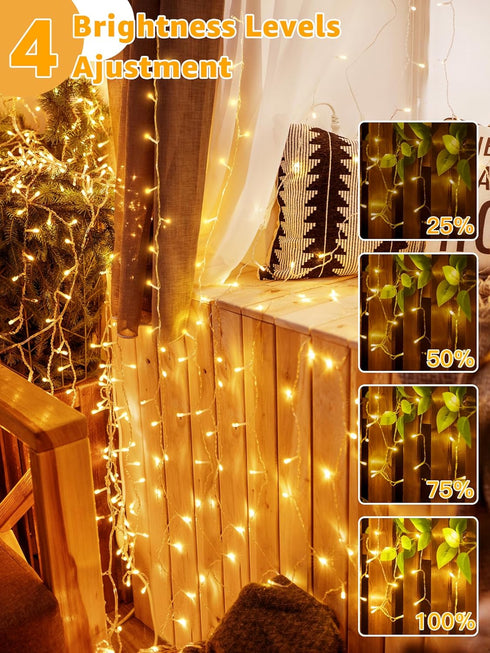 600LED 98FT, 8 Dimmable Guhope Christmas String Lights Waterproof String Lights with Remote and Timer, Modes Christmas