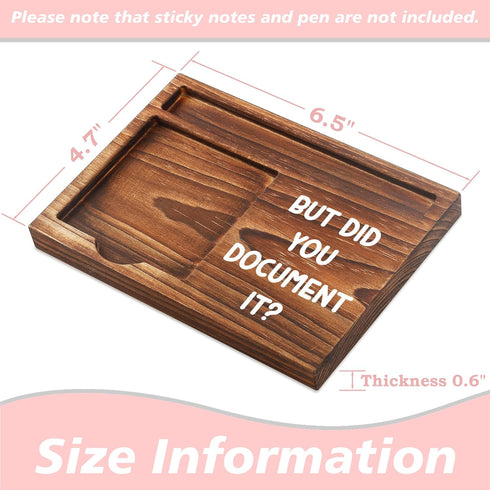 Sticky Note Holder Wooden Notepad & Pen Holder, 6.5" x 4.7" Desk Dispenser for Work Gifts