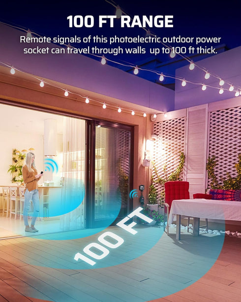 2 3-Prong 15A 100FT DEWENWILS Outdoor Indoor Wireless Remote Control Outlet with Remotes, Remote Plug Weatherproof