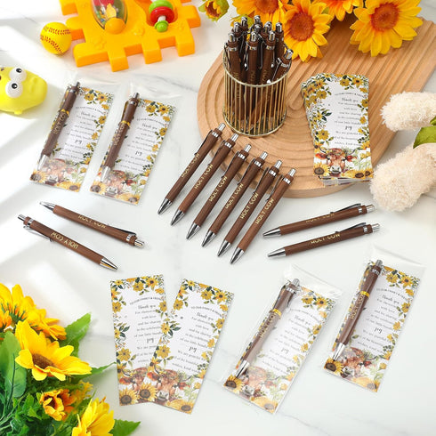 50 Sets 50 50 Spakon Highland Cow Baby Shower Party Gifts Bulk for Guests Include Holy Cow Bamboo Pens Bookmarks