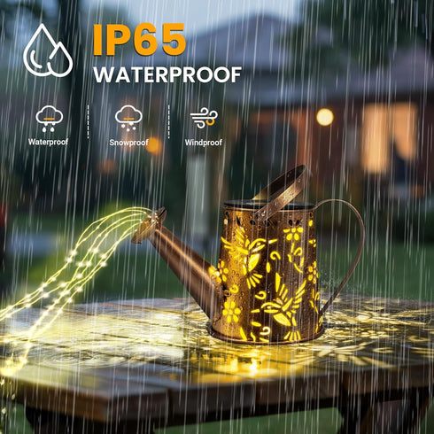 PATIOPIA Solar Watering Can Lights, Waterproof Garden Solar Outdoor Decorative Lights, Metal Hanging Lights for Patio