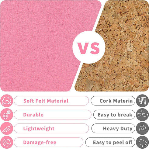 Hexagon Felt Cork Board Tiles, 6 PCS Self Adhesive Bulletin Boards, Wall Decor Stickers Set for Office Home School