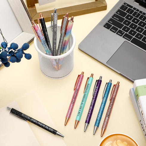 Funny Word Pens Set, 11 Pcs Inspirational Ballpoint Pens - Congrats Grad Motivational Spoof Fun Novelty Office Gifts