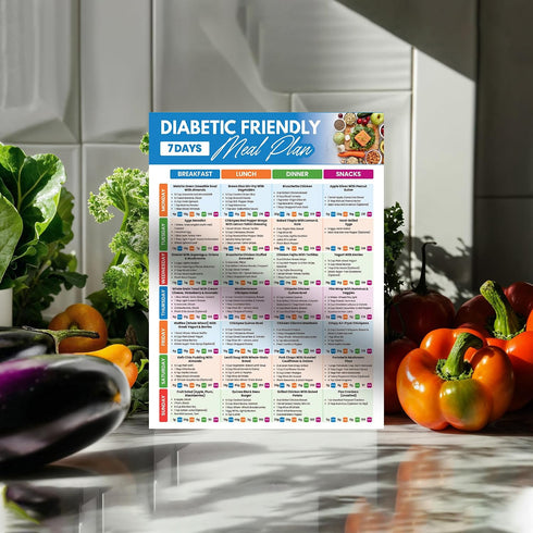 5-Week 1 Diabetes Meal Plan & Food Chart Diabetic Meal Planner with Recipes, Nutrition Facts, Grocery List & Foods