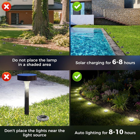 6 Pack 2.3 Inch Peasur Mini Solar Ground Lights, Flat Solar Disc Lights Outdoor Waterproof, Small Solar Garden Lights